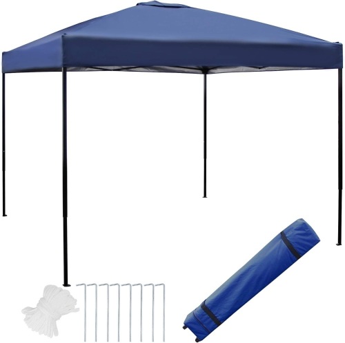 Blissun 10 x 10 Ft Outdoor Portable Pop-Up Canopy Tent with Roller Bag (Blue) - Lot 290