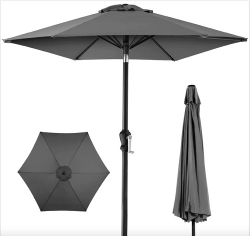 Outdoor Steel Market Patio Umbrella Decoration w/ Tilt, Crank Lift - 10ft - Lot 400