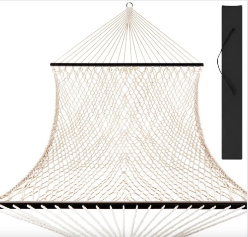 Cotton Rope 2-Person Double Hammock w/ Spreader Bars, Carrying Case - Lot 404
