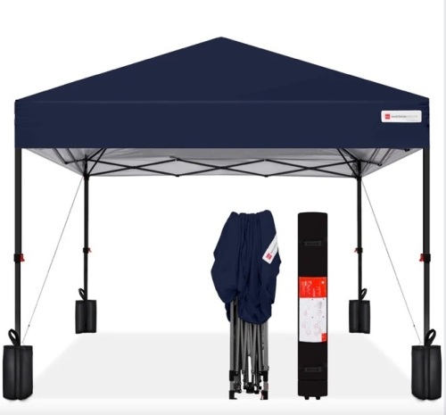 One-Person Setup Instant Pop Up Canopy w/ Case, 4 Weight Bags - 10x10ft - Lot 406
