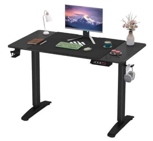 Electric Height Adjustable Standing Desk Large 40 inch Sit Stand up Desk Home Office Computer Desk Memory Preset with T-Shaped Metal Bracket,Carbon Black - Lot 536