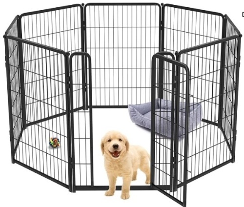 FXW Homeplus Dog Playpen Designed for Indoor Use, 40" Height for Large Dogs 8 panels -black - Lot 542