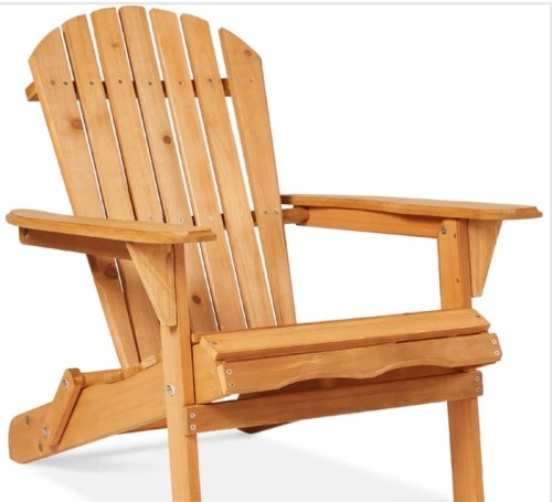 Folding Wooden Adirondack Chair, Accent Furniture w/ Natural Woodgrain - Lot 419