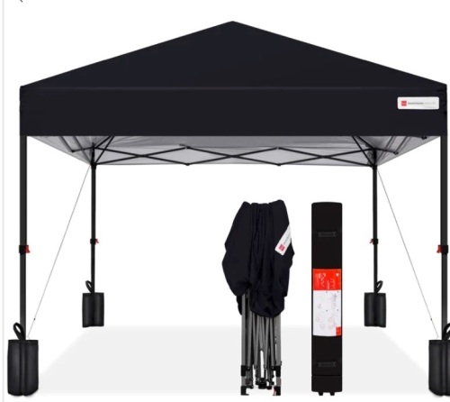 One-Person Setup Instant Pop Up Canopy w/ Case, 4 Weight Bags - 10x10ft - Lot 422