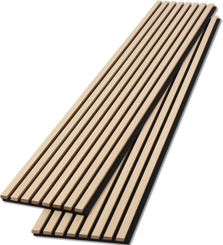 BUBOS Acoustic Wood Wall Panels, 94.49” x 12.8” Wood Slat Wall Panels,Soundproof Wall Panels for Living Room,Bedroom,Kitchen & Offices,Natural Oak - Lot 429