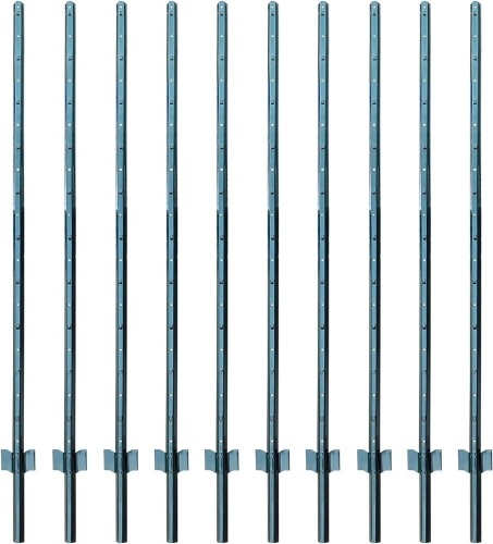 Fence Posts 6 Feet Sturdy Duty Metal Fence Post, Pack of 10, No Dig Garden U Post for Wire Fencing Steel Post for Yard, Outdoor Wire - Lot 434
