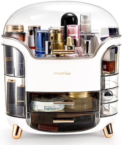 yarlung Makeup Storage Box Organizer with Dustproof Lid and Drawers, Clear Cosmetics Skincare Display Case for Vanity, Jewelry Lipsticks, Dresser, Countertop  - Lot 341