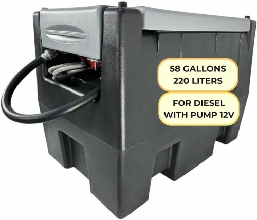 Portable Fuel Tank with Pump for Diesel 58 Gallons, DC Fuel Transfer Electric Pump 12V - Lot 3559