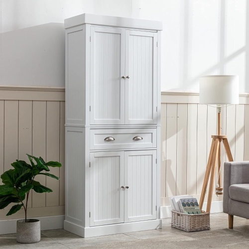 Freestanding Kitchen Pantry Storage Cabinet with Doors and Adjustable Shelves - Lot 3561