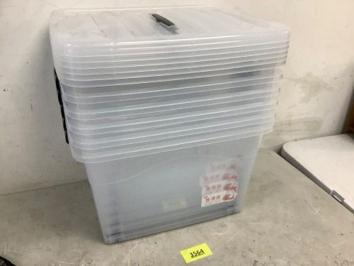 Set of 6 Plastic Totes W/ Lids - Lot 3564