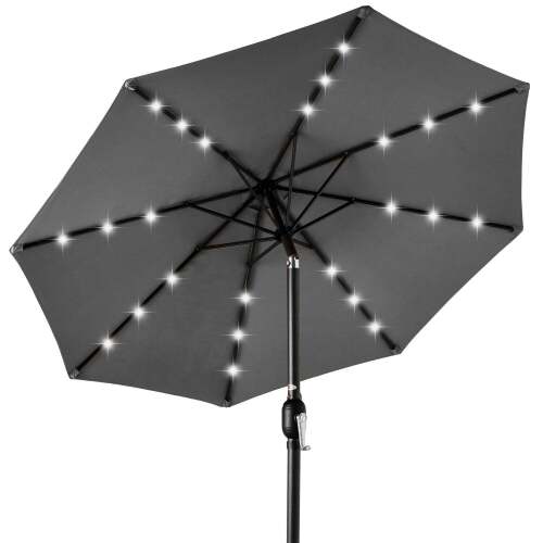 Solar LED Lighted Patio Umbrella w/ Tilt Adjustment, UV-Resistance - Lot 3740