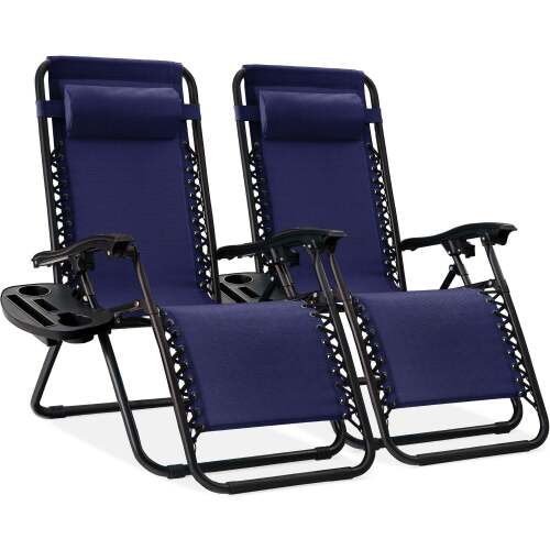 Set of 2 Adjustable Zero Gravity Patio Chair Recliners w/ Cup Holders - Lot 3659