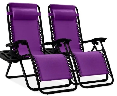 Metal Zero Gravity Reclining Lawn Chair with Cup Holders (2-Pack) - Lot 3812