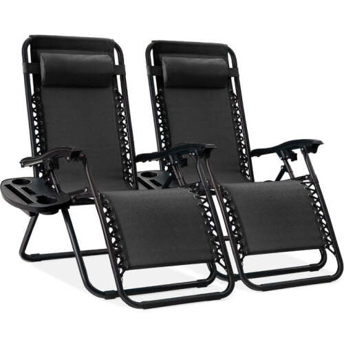 Set of 2 Adjustable Zero Gravity Patio Chair Recliners w/ Cup Holders - Lot 3606