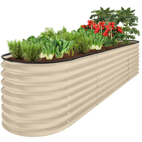 Metal Raised Garden Bed, Oval Outdoor Planter Box for Vegetables - 8x2x2ft - Lot 3638