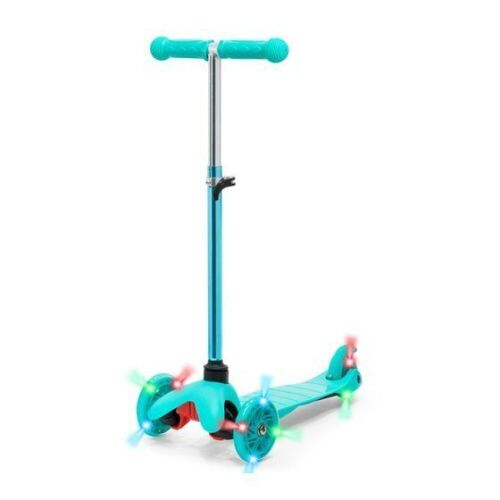 Kids Mini Kick Scooter Toy w/ Colorful Light-Up Wheels, Adjustable T-Bar - Lot 152