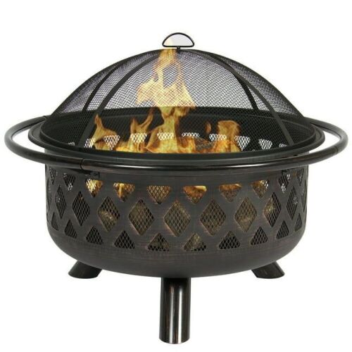 36in Outdoor Firebowl Fire Pit Stove w/ Bronze Finish - Lot 346