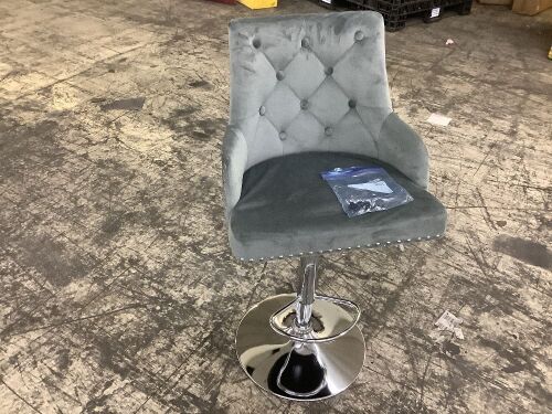 Velvet Studded Lion Knocker Adjustable Height Bar Stool  - Lot 520