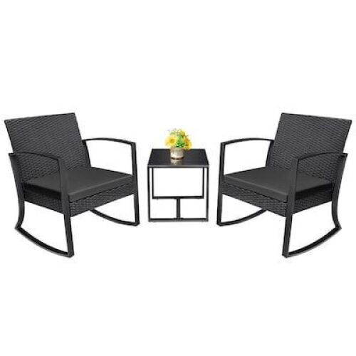 3-Piece Black Wicker Patio Set - Lot 525