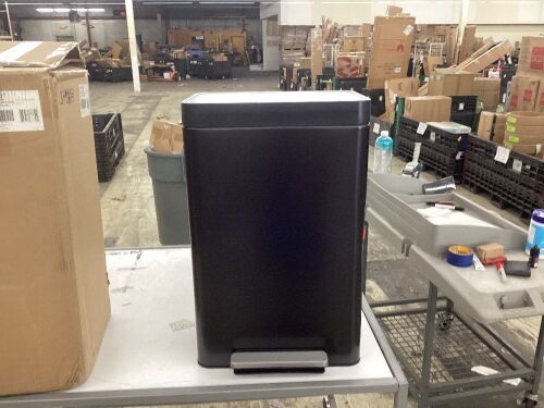 Kohler 13 Gal. Stainless Steel Trash Can in Black Stainless - Dented Side  - Lot 605