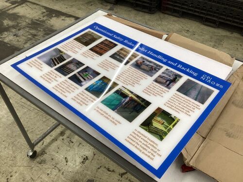 Lot of (8) 2' x 3' Plexiglass Foam Backed Signs  - Lot 765