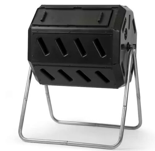 FCMP Outdoor Tumbling Composter with Two Chambers for Efficient Batch Composting  - Lot 170