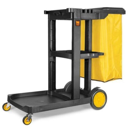 WEN 73033 Janitorial Cart with 3 Shelves and 25-Gallon Vinyl Bag - Lot 75