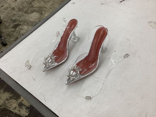 Pointy Toe Clear Slingback Heels, Size 41  - Lot 315