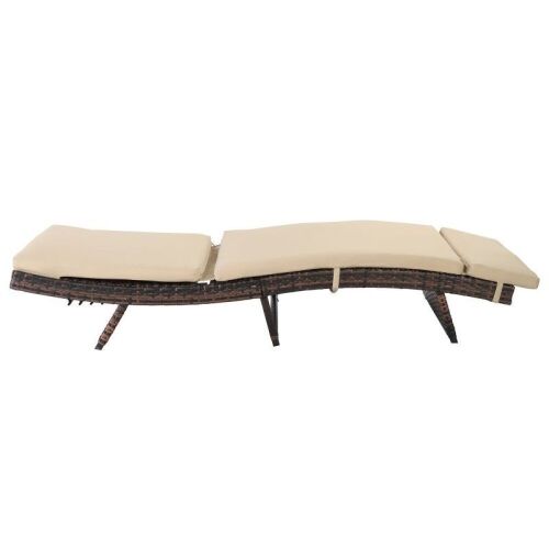 Rattan Chaise Lounge Chair w/ White Cushions - Lot 49