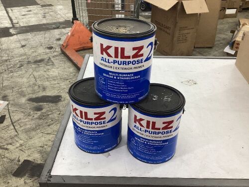 Lot of (3) KILZ 2 All-Purpose White Interior/Exterior Multi-Surface Primer, Sealer, and Stain Blocker, 1 Gal  - Lot 399