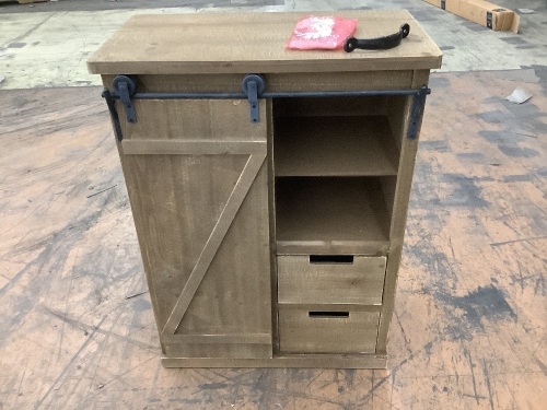 Ktaxon Farmhouse Accent Chest, 5-Shelf Rustic Wood Sliding Barn Door Console Cabinet Burlywood - Lot 13