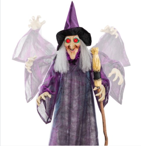 Wicked Wanda Standing Animatronic Witch with Sounds, LED Eyes - 5ft - Lot 533