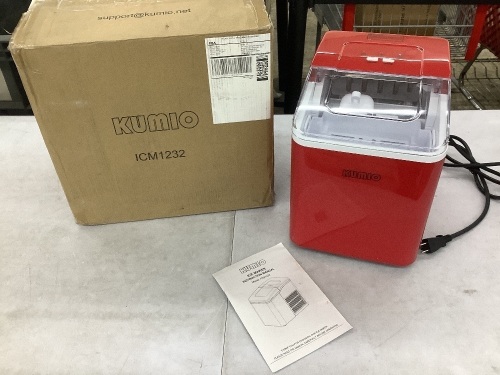 KUMIO Ice Machine, Bullet Ice Fast Making in 6-8 Mins, 26.5 lbs in 24 hrs, Self-Cleaning Portable Ice Maker Machine with Scoop and Basket - Lot 477
