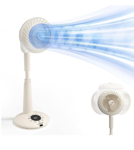 Air Circulator Standing Fan with Remote. Ultra Quiet, 12 Speeds, Night Light, Aroma Box, Omni-directional Oscillation - Lot 457