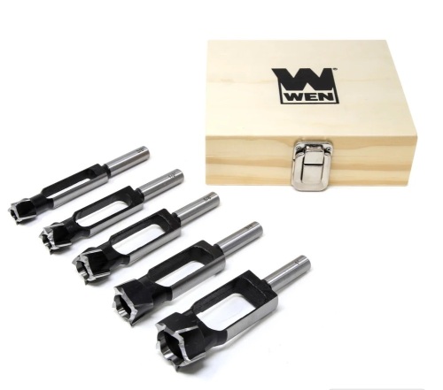 WEN DB051T 5-Piece Tenon and Deep Plug Cutter Drill Bit Set with Carrying Case - Lot 257