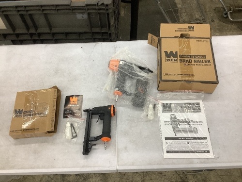 18-Gauge 3/8-Inch to 2-Inch Pneumatic Brad Nailer. and 20-Gauge 3/8-Inch Crown Air-Powered Pneumatic T50 Stapler for Upholstery and Woodworking - Lot 173