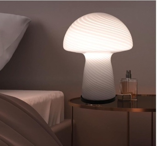 Mushroom Table Lamp,Glass Nightstand Light - Lot 235