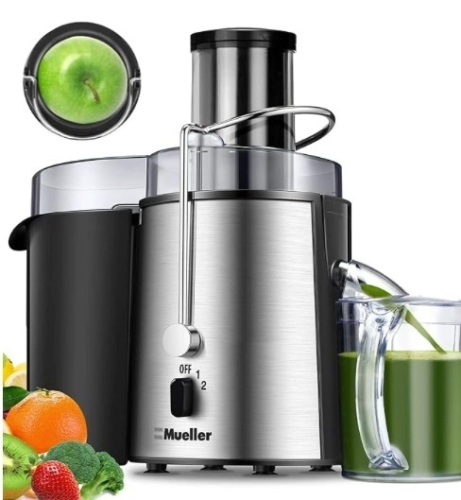 Mueller Juicer Ultra Power, Easy Clean Extractor Press Centrifugal Juicing Machine, Wide 3" Feed Chute for Whole Fruit Vegetable, Anti-drip, Large, Silver - Lot 236