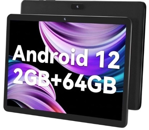 SGIN 10 Inches Tablet Computer, 2GB RAM 64GB ROM, Android 12 IPS Display, Quad-Core Processor 1.6GHz, 5000mWh Battery, TF Card 32GB Expansion, GPS, Bluetooth, Black, WiFi - Lot 99
