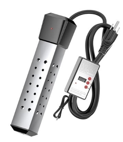 Immersion Water Heater with Temperature Control,2000W Thermostat Portable Water Heater,Submersible Bucket Water Heater with Stainless Steel Guard, for Mini Pool, Bathtub, Travel  - Lot 314