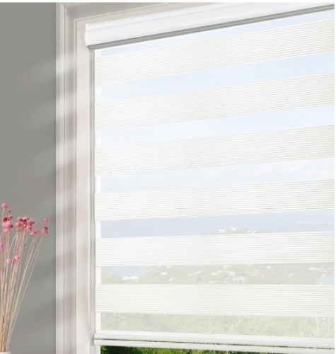 Homebox Zebra Blinds for Indoor Windows, Roller Window Shades Light Filtering Sheer Window Treatments Light Control Day and Night Mini Blinds for Kitchen Bathroom 70"x72" white - Lot 141