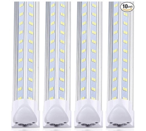 (10-Pack) 8ft LED Shop Light Fixture, V Shape 100w 14500LM 5000K ( Daylight White),8 Foot , 96'' T8 Integrated LED Tube, Linkable Led Bulbs for Garage, Warehouse, Plug and Play, Clear Lens - Lot 143