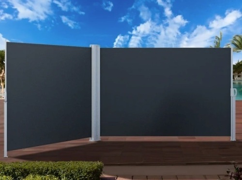 Double Side Awning 236''X 70'', Retractable Side Awning Folding Privacy Screen Privacy Fence, Waterproof UV-Resistant Privacy Awning Outdoor for Garden, Deck, Patio, Pools, Balcony - Lot 245
