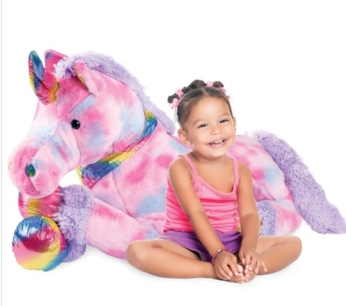Kids Extra Large Life-Size Plush Rainbow Unicorn Stuffed Animal w/ Soft Fur - Lot 267