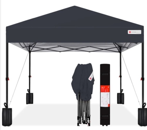 One-Person Setup Instant Pop Up Canopy w/ Case, 4 Weight Bags - 10x10ft - Lot 269