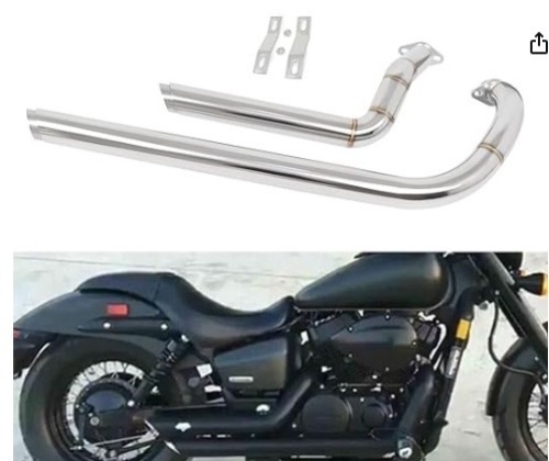 Worldmotop Stainless Steel Exhaust System Muffler Exhaust Pipe for Honda Shadow VT750 VT400 ACE750 Aero750 (chrome) - Lot 87