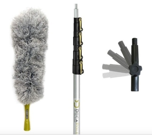 DocaPole Microfiber Feather Duster with 6-24 Foot Extension Pole for Dusting High Ceilings and Surfaces - Lot 351
