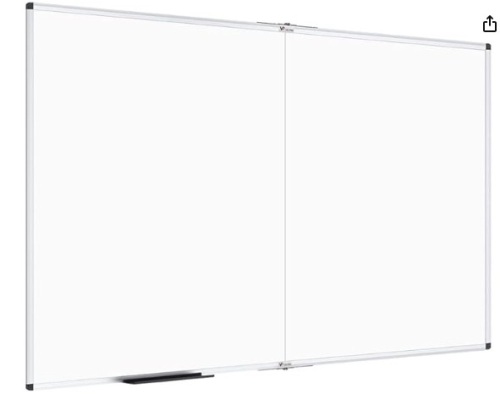 VIZ-PRO Large Dry Erase White Board/Magnetic Foldable Whiteboard, 72 X 40 Inches, Silver Aluminium Frame - Lot 354
