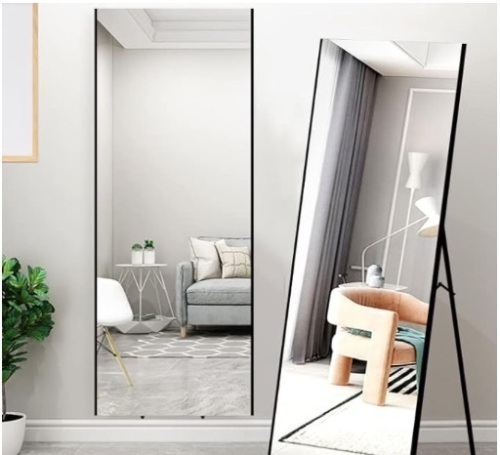 brisafe Full Length Mirror, 71"x24" Shatterproof Mirror Full Length Wall Mounted, Standing Floor Full-Length Mirror Hanging or Leaning, Large Aluminum Alloy Framed Mirror  - Lot 355