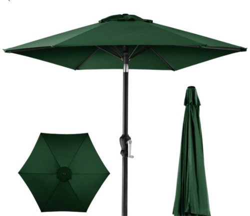Outdoor Market Patio Umbrella w/ Push Button Tilt, Crank Lift - 7.5ft - Lot 297